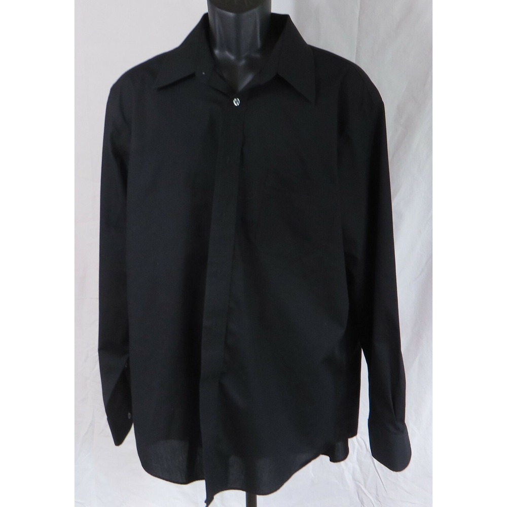 Mens Croft & Barrow Black Wrinkle Resistant Broadcloth Shirt 17 1/2 34/35 XL